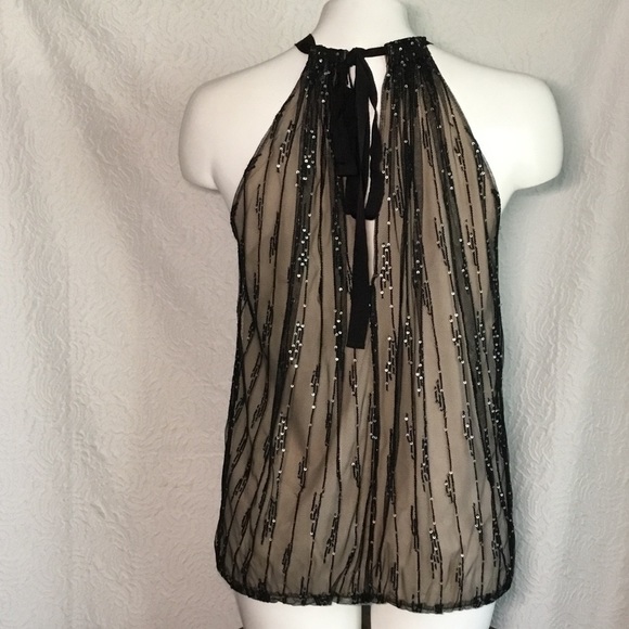 ROBERT Rodriguez Black Label Womens Black Nude Beaded Blouse Top Size 0 - Picture 4 of 13